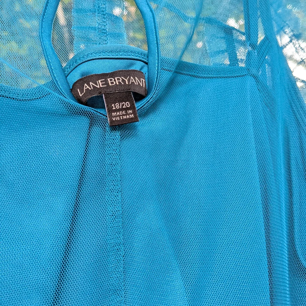 Lane Bryant Turquoise Mesh Top - Picture 3 of 3